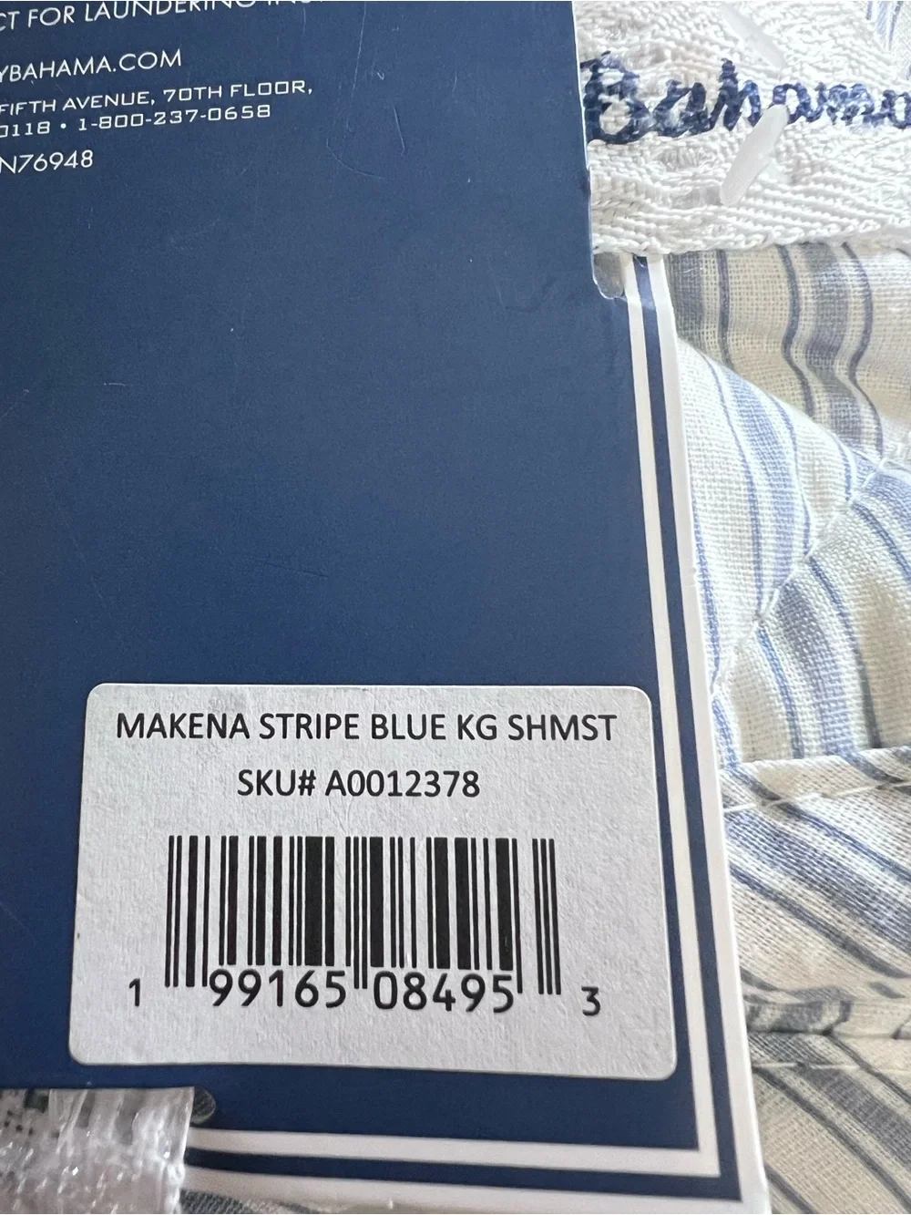 Tommy Bahama MAKENA Quilted 2 Shams KING Blue Stripe Coastal Nautical Farmhouse
